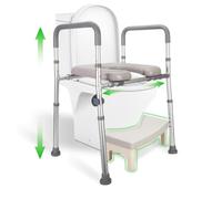 LMLJINT Raised Toilet Seat with Handles, Toilet Seat Elevators for Seniors - 6 Adjustable Levels for Height & Width, Toilet Seat Riser for Elderly & Disabled, Toilet Seat Frame up to 150 kg