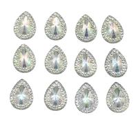 Lmlliang 30pc Bright White Sew On Rhinestone13X18mm Teardrop Shape Flat Back Resin Cabochon Cameo for Jewelry Making Clothes DIY Bags Hair Clip Phone Craft Shoes Jewelry Making Decoration