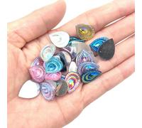 Lmlliang 30pc Sew On Rhinestone13X18mm Peacock Tail Shape Flat Back Resin Cabochon Cameo for Jewelry Making Clothes DIY Bags Hair Clip Phone Craft Shoes Jewelry Making Decoration(Mixed Color)