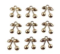 Lmlliang 50PCS Antique KC Gold Cherry Charms Pendants, Alloy Fruit Charms for Jewelry Making, DIY Crafting Supplies 16×14mm