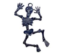 Lmlliang Halloween Charms Antique Silver Skeleton Body Skull Charms Tibetan Alloy Halloween Spooky Skull Pendants for Bracelet Crafts DIY Earring Jewelry Making Supplies, 52x28mm, Alloy Steel, No