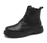 LMLTOP New Mens Ankle Boots Wearable Waterproof Derby Side Zip Cowhide Leather Classic Casual Fashion (Color : Black, Size : 8 UK)