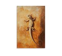 LMLZZZWD A Desert Lizard Basks on A Sunlit Ochre Background, Its form Blending Seamlessly Into The Warm Tones. Contemporary Wall Art Mural Hanging Decorative Poster08x12inch(20x30cm)