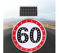 LMMIAOZ 24" LED Flashing Solar Powered Traffic Sign, 20/30/40/50/60/80 Speed Limit Signs for Road Way/High Way, Speed Sign High Visibility Day/Night (60)