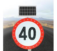 LMMIAOZ 24" LED Flashing Solar Powered Traffic Sign, 20/30/40/50/60/80 Speed Limit Signs for Road Way/High Way, Speed Sign High Visibility Day/Night (40)