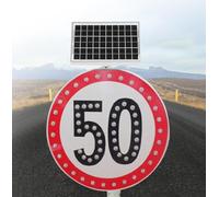 LMMIAOZ 24" LED Flashing Solar Powered Traffic Sign, 20/30/40/50/60/80 Speed Limit Signs for Road Way/High Way, Speed Sign High Visibility Day/Night (50)