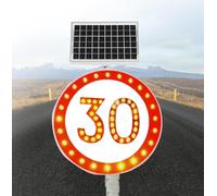 LMMIAOZ 24" LED Flashing Solar Powered Traffic Sign, 20/30/40/50/60/80 Speed Limit Signs for Road Way/High Way, Speed Sign High Visibility Day/Night (30)