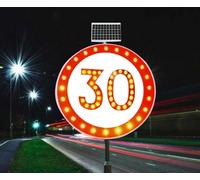 LMMIAOZ 24" Radar Speed Limit 20/30/40/50/60/80 Traffic Sign, Composed of a Circular Cast Aluminum Chassis, High Brightness LED Environmentally Friendly Solar Panels (30)