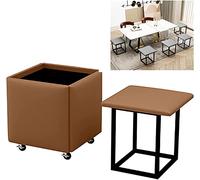 LMMIAOZ 5 in 1 Convertible Foot Stool with Storage Folding Low Stool for Living Room Brown Small Size