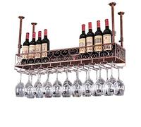 LMMIAOZ Ceiling Hanging Bar Unit Ceiling Wine Racks Hanging Wine Glass Rack, Upside Down Wine Bottle Holder Goblet Stemware Racks Bar Unit Floating Shelves/Decorative Shelf/Stor