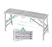 LMMIAOZ Multi Purpose Folding Work Platform Scaffold Tower Ladder Stool Bench Adjustable Height Galvanized Steel Scaffolding Tool for Home Improvement.