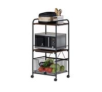 LMMIAOZ Multifunctional 3-Tier Kitchen Storage Cart - Mobile Vegetable, Fruit & Microwave Stand - Versatile Rolling Utility Trolley for Home & Restaurant Use