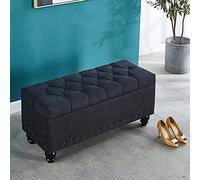 LMMIAOZ Rectangular Storage Bench Upholstered Linen Ottoman Modern Living Room Footrest Entryway Stool Stylish Bed End Bench Multi-functional Furniture for Home