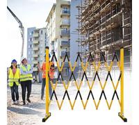 LMMIAOZ Retractable Mobile Safety Barricade - Expandable Metal Traffic Barrier for Pedestrian Control, Portable Folding Guardrail, 1.2m x 2.5m Industrial Safety Fence