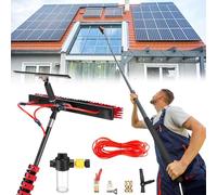 LMMIAOZ Solar Panel Cleaning Brush and Pole, 3.6-10.8 m, Window Cleaning Brush W/Soap Dispenser & Squeegee, Window Cleaning Kit,Water Fed Telescopic Brush for Cleaning Roof (35cm