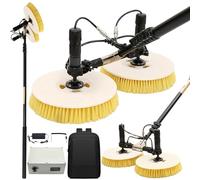 LMMIAOZ Solar Panel Cleaning Brush & Rod, 11.5Ft -24.6Ft Water Fed Pole Kit With Telescopic Pole, Window Washing Kit, Solar Dual-Head Automatic Cleaning Brush, Outdoor Washing De