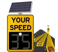 LMMIAOZ Solar Powered Radar Feedback Sign, Aluminum Solar LED Radar Speed Traffic Signs, Digital Rader Speed Detector Signs, 2 Digital Speed Limit Radar Sign (24"x35")