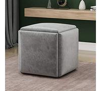 LMMIAOZ Stackable Storage Stool, Waterproof Footrest Ottomans, Breathable Suede Seat, Creative 5-in-1 Footstool for Home Accessory and Sofa