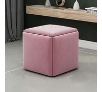 LMMIAOZ Stackable Storage Stool, Waterproof Footrest Ottomans, Breathable Suede Seat, Creative 5-in-1 Footstool for Home Accessory and Sofa