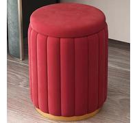 LMMIAOZ Velvet Makeup Stool with Removable Lid, Storage Box & Round Pouf, Stylish Vanity Chair for Bedroom, Salon & Dressing Room - Cream Color