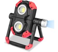 LMMIAOZ Wiederaufladbare LED-Arbeitsleuchte, zusammenklappbares Flutlicht mit 360°-Drehung, tragbares wasserdichtes Sicherheitslicht für den Außenbereich mit Ständer für Autorepa