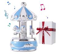 LMMIUU Music Box Carousel Ceramic Gift Wrapped Musical Carousel with Color Changing Lights Music Boxes for Girls Boys Girl Son Granddaughter Wife