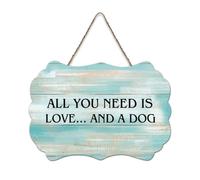 LMMIXEE All You Need Is Love And A Dog Wood Sign Words Letters Wooden Signs Rustic Wall Hanger Farmhouse Wall Art for Home Kitchen Living Room Coffee Bar 8x12 inch
