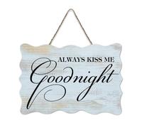 LMMIXEE Always Kiss Me Goodnight Wood Sign Inspirational Quote Wood Plaque Farmhouse Decor Wall Art Wall Hanger Sign for Home Kitchen Living Room Coffee Bar 8x12 inch