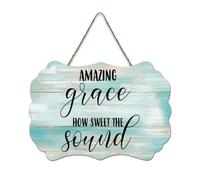 LMMIXEE Amazing Grace How Sweet The Sound Wood Signs Words Letters Wooden Sign Farmhouse Decor Wall Art Wall Hanger Sign for Kitchen Bedroom Living Room Foyer 6x10 inch