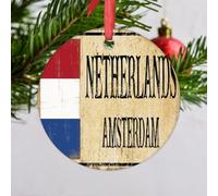 Lmmixee AMSTERDAM Christmas Tree Decorations Netherlands National Flag Personalized Christmas Ornaments 2023 Christmas Decor Gifts for Holiday Souvenir Wedding Birthday