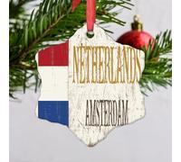 Lmmixee Amsterdam Christmas Tree Decorations Netherlands National Flag Personalized Christmas Ornaments 2023 Christmas Decor Gifts for Wedding Anniversary Holiday Pendants