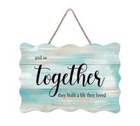 LMMIXEE And So Together They Built A Life They Loved Vintage Wooden Sign Wall Decorations for Living Room Rustic Wall Art Kitchen Retro Hanging Sign Housewarming Gift 6x10 inch