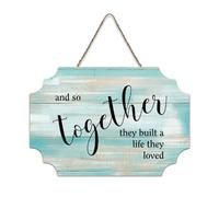 LMMIXEE And So Together They Built A Life They Loved Wood Signs Wooden Signs Farmhouse Family Wall Art Rustic Wall Decor for Bedroom Living Room Housewarming Gift 8x12 inch