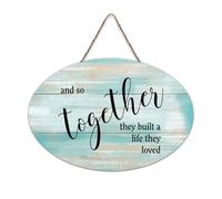 LMMIXEE And So Together They Built A Life They Loved Wood Signs Wooden Signs Rustic Wall Hanger Farmhouse Wall Art for Living Room Living Room Bedroom Office 6x10 inch