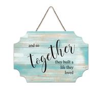 LMMIXEE And So Together They Built A Life They Loved Wood Signs Words Letters Wood Plaque Farmhouse Decor Wall Art Wall Hanger Sign for Home Bedroom Living Room Wedding Gifts 6x10 inch