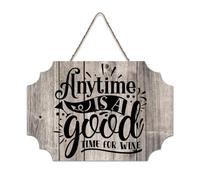 LMMIXEE Anytime Is A Good Time for Wine Wood Sign Words Letters Wood Plaque Farmhouse Family Wall Art Rustic Wall Decor for Bedroom Living Room Housewarming Gift 8x12 inch
