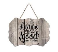 LMMIXEE Anytime Is A Good Time for Wine Wooden Pallet Vintage Funny Wood Signs 8x12 inch Rustic Wooden Wall Art Farmhouse Decor Kitchen Retro Hanging Sign Housewarming Gift