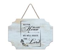LMMIXEE As for Me & My House We Will Serve The Lord Vintage Funny Wood Plaque Wall Art Rustic Wall Decorations for Living Room Kitchen Retro Hanging Sign Housewarming Gift 8x12 inch