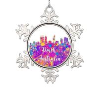 LMMIXEE Australia Skyline Christmas Ornaments 2024 Perth City Christmas Tree Decorations Watercolor Country City Souvenir Custom Snowflake Ornament Travel Lover Xmas Gifts