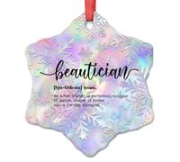 LMMIXEE Beautician Definition Christmas Tree Ornaments Customized Beauty Therapist Novelty Christmas Ornaments 2024 Best Beautician Ever Gifts Positive Ceramic Hanging Ornaments 3 Inch