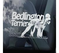 LMMIXEE Bedlington Terrier on Board Stickers Car Decal Window Decal Rothbury Rodbery Sign Decal Dog Mom Dad Vinyl Die Cut Decals Funny Dog Bumper Stickers Bedlington Terrier Gift
