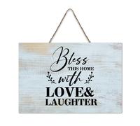 LMMIXEE Bless This Home with Love And Laughter Wooden Pallet Vintage Country Wood Signs 8x12 inch Rustic Wooden Wall Art Farmhouse Decor Kitchen Wall Sign Home Decor Housewarming Gift