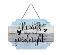 LMMIXEE Bohemia Wooden Pallet Sign Always Kiss Me Goodnight Wood Signs 8x12 inch Family Wall Decor Farmhouse Decor Wall Art Hanger for Living Room Bedroom New House Gift