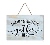LMMIXEE Bohemia Wooden Pallet Sign Family And Friends Gather Here Wood Signs 6x10 inch Farmhouse Wooden Family Wall Art Decor Wall Hanger for Bedroom Living Room Housewarming Gift