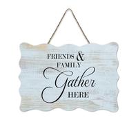 LMMIXEE Bohemia Wooden Pallet Sign Friends & Family Gather Here Wood Signs 6x10 inch Farmhouse Wooden Family Wall Art Decor Wall Hanger for Home Bedroom Kitchen Living Room