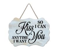 LMMIXEE Bohemia Wooden Pallet Sign So I Can Kiss You Anytime I Want Wood Signs 6x10 inch Farmhouse Wall Art Hanger Family Wall Decor for Home Bedroom Living Room Wedding Gifts