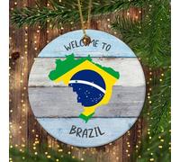 LMMIXEE Brazil Flag And Map Christmas Ornaments 2024 Welocme to Brazil Christmas Decorations For Tree Patriotic Country City Souvenir Hanging Ornaments Keepsake Xmas Holiday Birthday Gift