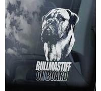 LMMIXEE Bullmastiff on Board Stickers Car Decal Window Decal Bull Mastiff Dog Sign Decal Dog Mom Dad Vinyl Die Cut Decals Funny Dog Bumper Stickers Bullmastiff Gift