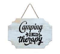 LMMIXEE Camping Is My Therapy Wood Signs Funny Sayings Art Wooden Signs Farmhouse Family Wall Art Rustic Wall Decor for Home Kitchen Bathroom Living Room 8x12 inch