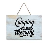 LMMIXEE Camping Is My Therapy Wooden Pallet Modern Rustic Signs 8x12 inch Rustic Wooden Wall Art Farmhouse Decor Kitchen Retro Hanging Sign Housewarming Gift